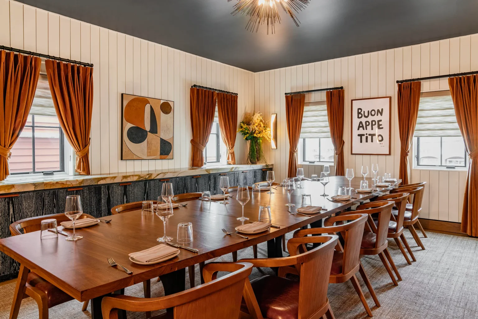 Restaurant NJ Board Room is ideal for both comfort and privacy