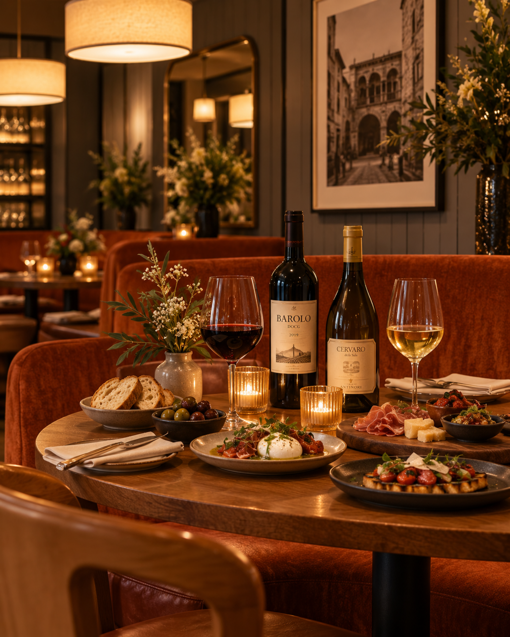 Wine served ready at table